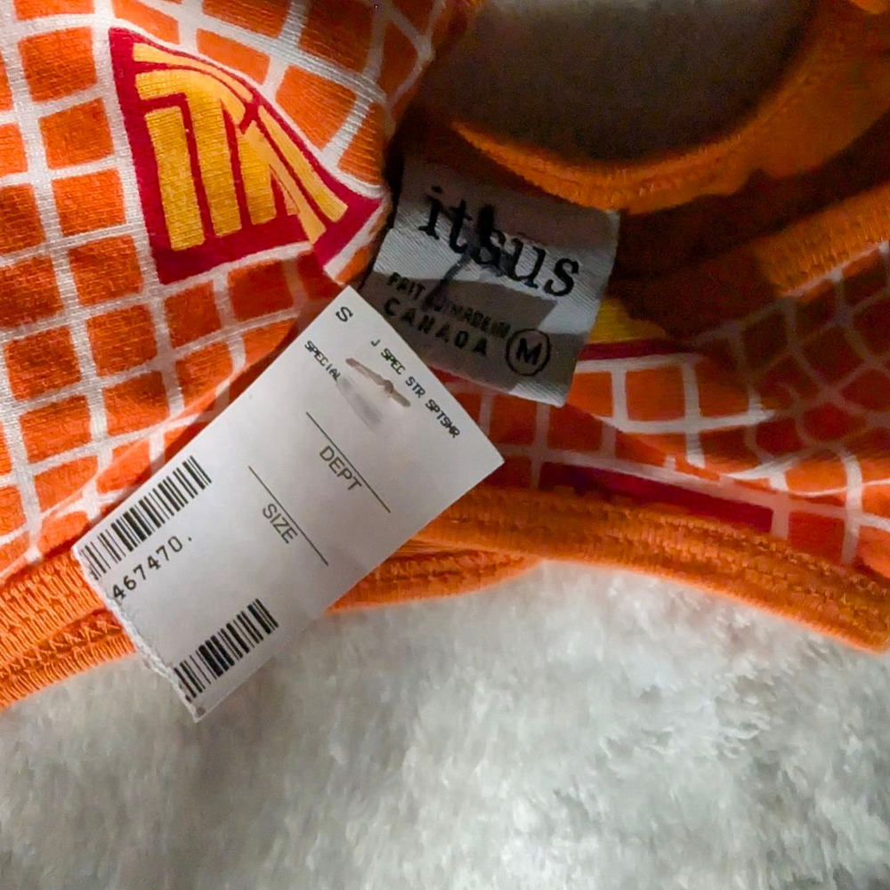 itsus Vintage Orange Red Patterned Folding Fan Tank Top Med - Deadstock - Picture 8 of 9